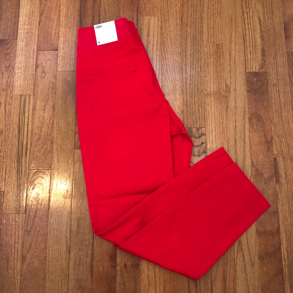 Old Navy Red Fitted High-waisted dress pants